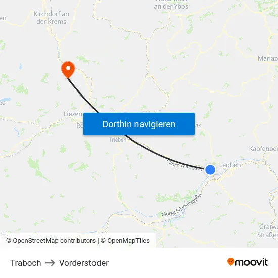 Traboch to Vorderstoder map