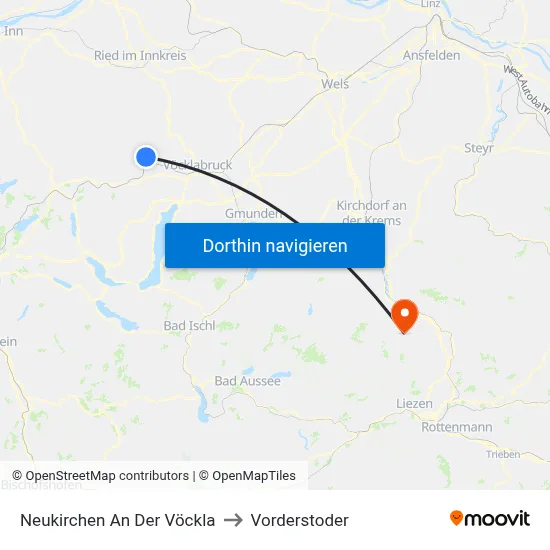 Neukirchen An Der Vöckla to Vorderstoder map