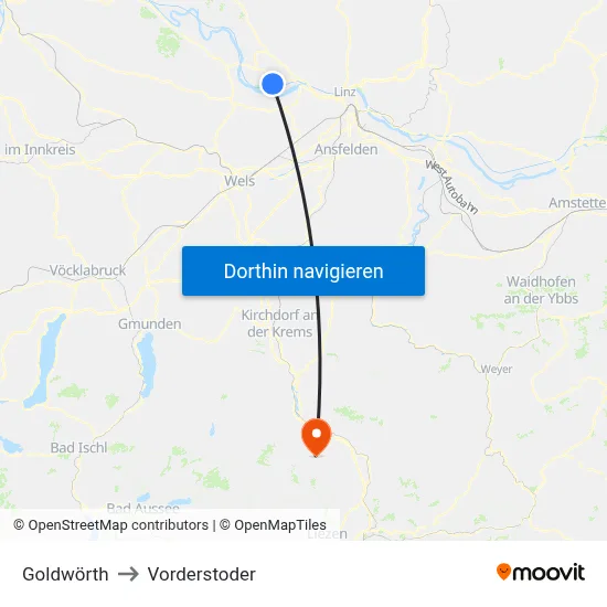 Goldwörth to Vorderstoder map