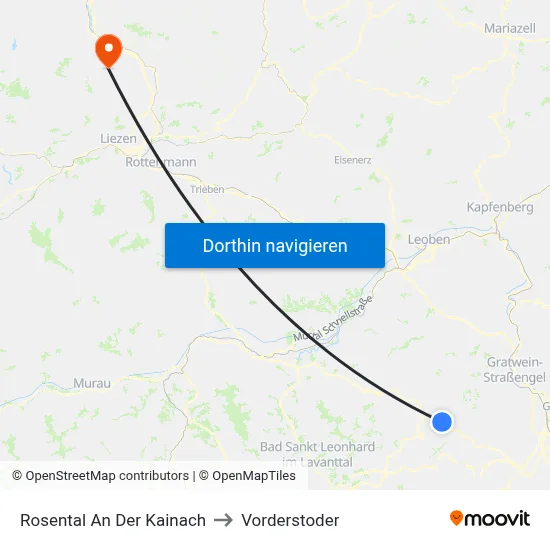 Rosental An Der Kainach to Vorderstoder map