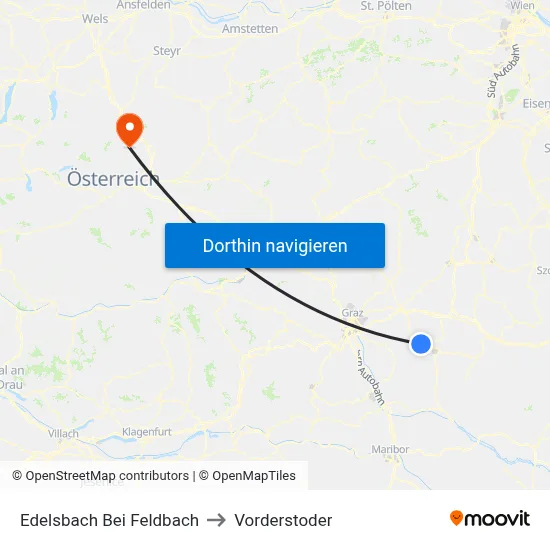 Edelsbach Bei Feldbach to Vorderstoder map