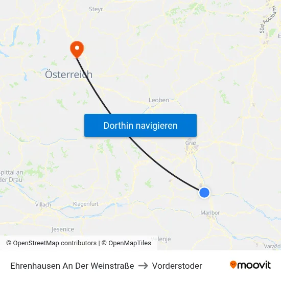 Ehrenhausen An Der Weinstraße to Vorderstoder map