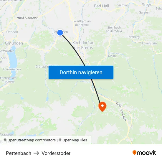 Pettenbach to Vorderstoder map