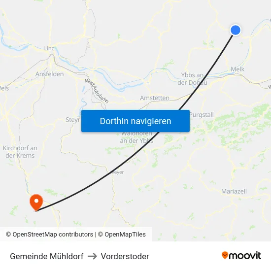 Gemeinde Mühldorf to Vorderstoder map