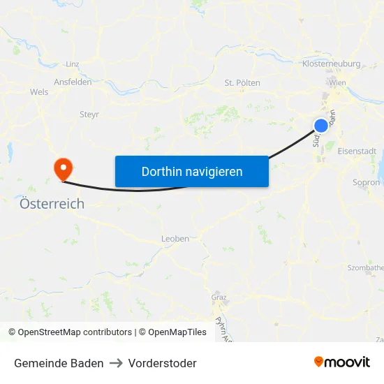 Gemeinde Baden to Vorderstoder map