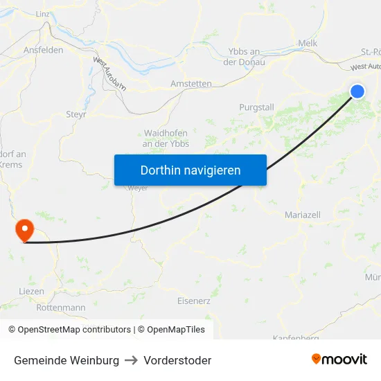Gemeinde Weinburg to Vorderstoder map