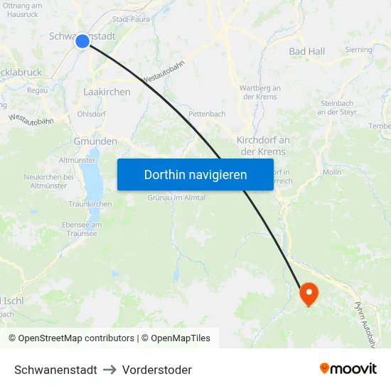 Schwanenstadt to Vorderstoder map