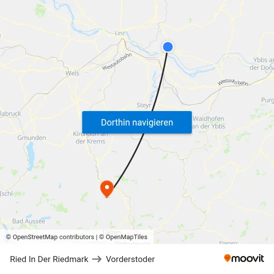 Ried In Der Riedmark to Vorderstoder map