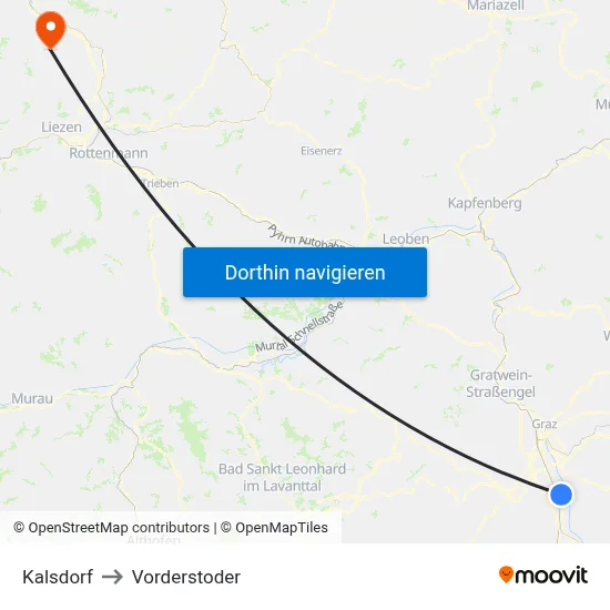 Kalsdorf to Vorderstoder map