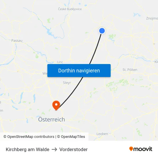 Kirchberg am Walde to Vorderstoder map