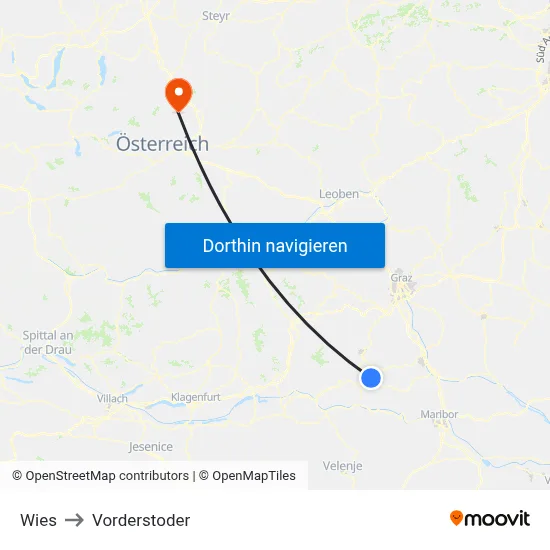 Wies to Vorderstoder map