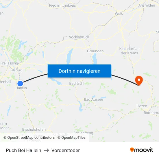 Puch Bei Hallein to Vorderstoder map