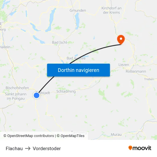 Flachau to Vorderstoder map