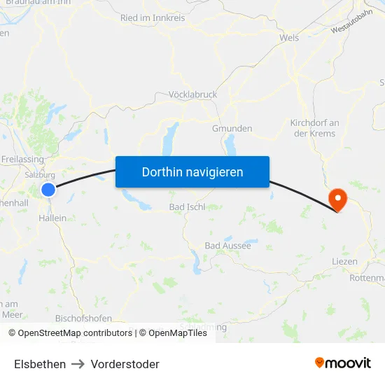 Elsbethen to Vorderstoder map