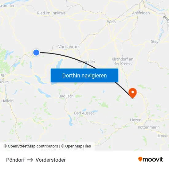 Pöndorf to Vorderstoder map