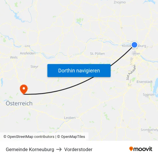 Gemeinde Korneuburg to Vorderstoder map