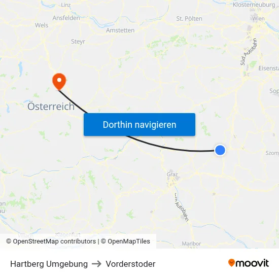 Hartberg Umgebung to Vorderstoder map