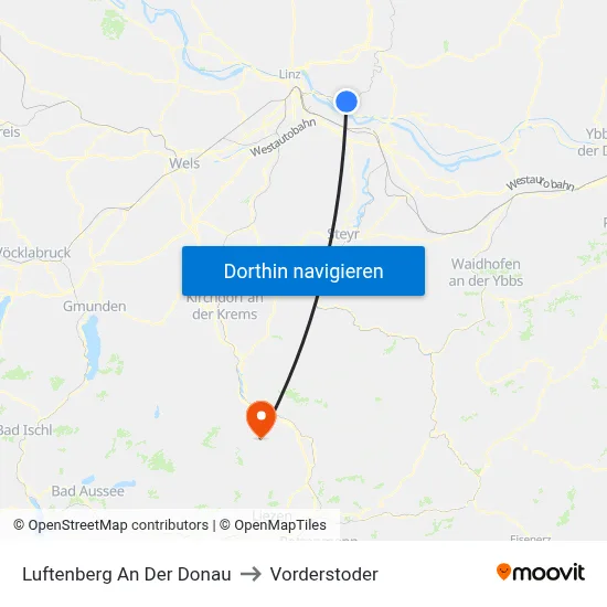 Luftenberg An Der Donau to Vorderstoder map