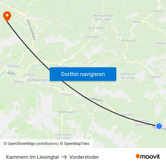 Kammern Im Liesingtal to Vorderstoder map
