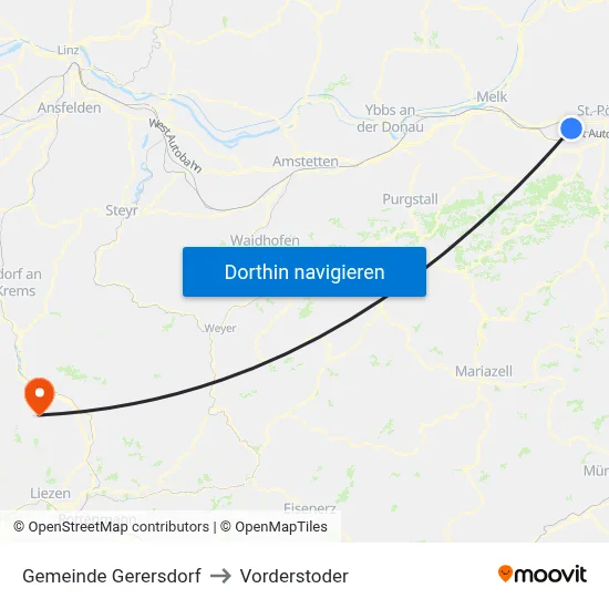 Gemeinde Gerersdorf to Vorderstoder map