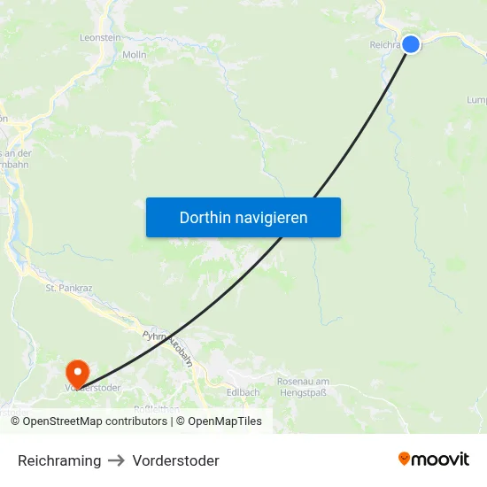 Reichraming to Vorderstoder map