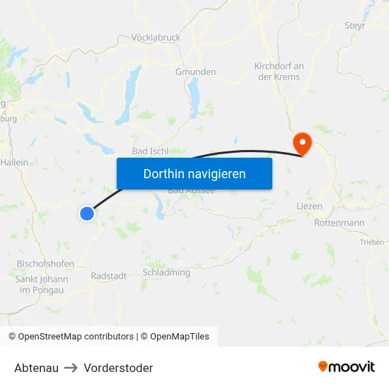 Abtenau to Vorderstoder map