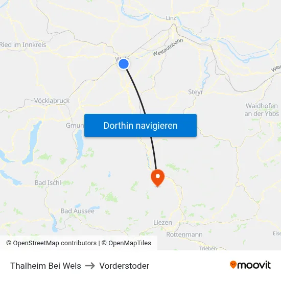 Thalheim Bei Wels to Vorderstoder map