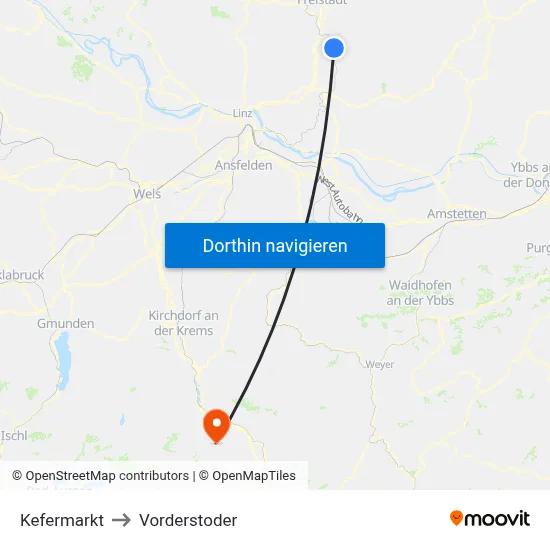 Kefermarkt to Vorderstoder map