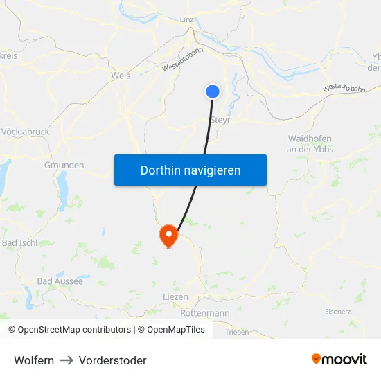 Wolfern to Vorderstoder map