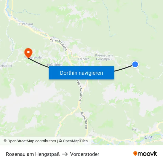 Rosenau am Hengstpaß to Vorderstoder map