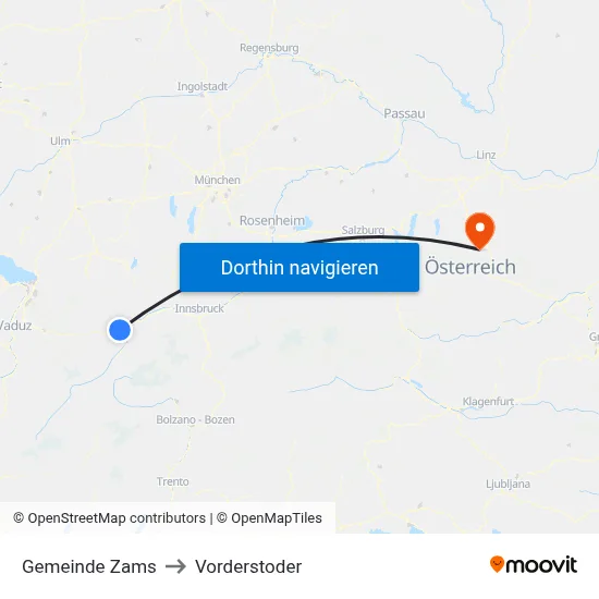 Gemeinde Zams to Vorderstoder map