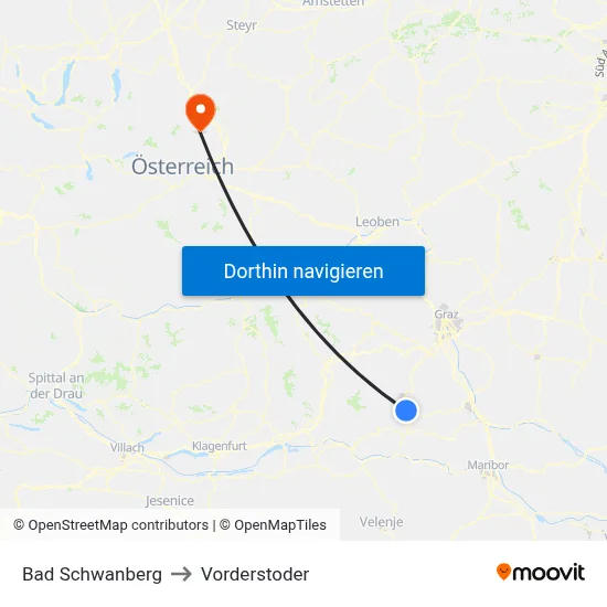 Bad Schwanberg to Vorderstoder map