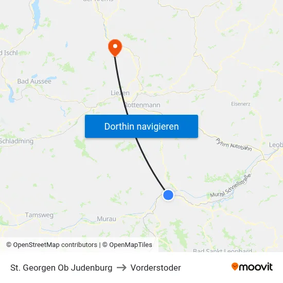 St. Georgen Ob Judenburg to Vorderstoder map