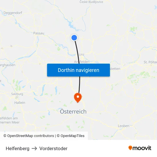 Helfenberg to Vorderstoder map
