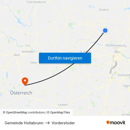 Gemeinde Hollabrunn to Vorderstoder map