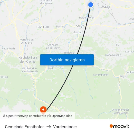 Gemeinde Ernsthofen to Vorderstoder map
