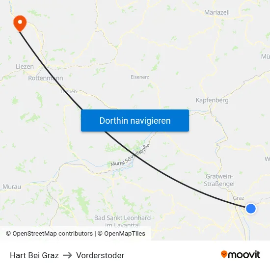 Hart Bei Graz to Vorderstoder map