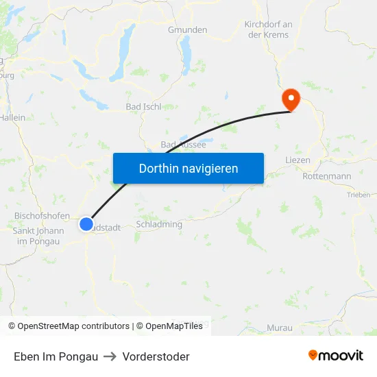 Eben Im Pongau to Vorderstoder map