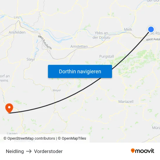 Neidling to Vorderstoder map