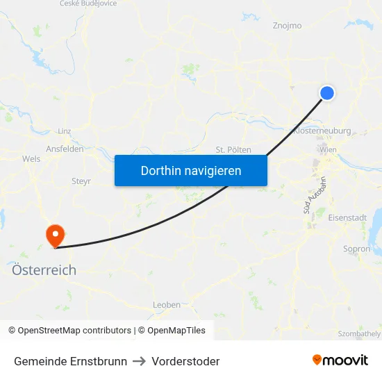 Gemeinde Ernstbrunn to Vorderstoder map