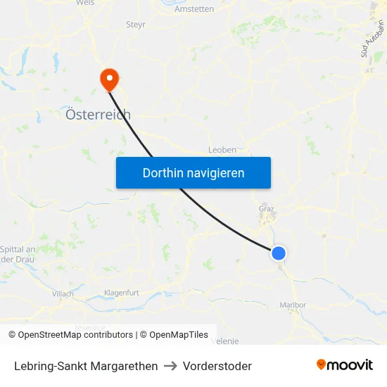 Lebring-Sankt Margarethen to Vorderstoder map