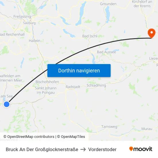 Bruck An Der Großglocknerstraße to Vorderstoder map