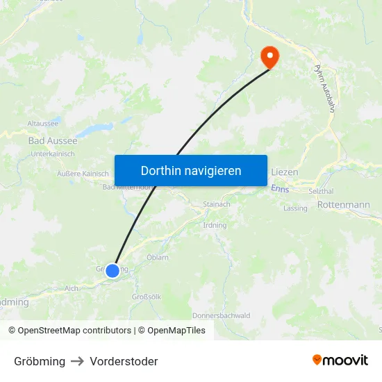 Gröbming to Vorderstoder map