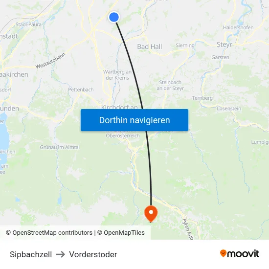Sipbachzell to Vorderstoder map