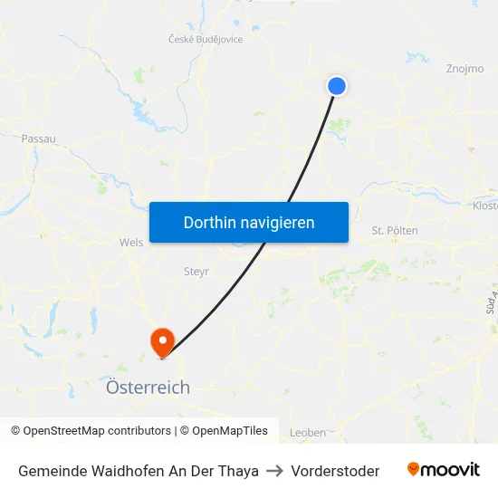 Gemeinde Waidhofen An Der Thaya to Vorderstoder map