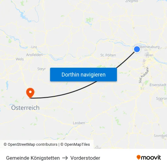 Gemeinde Königstetten to Vorderstoder map