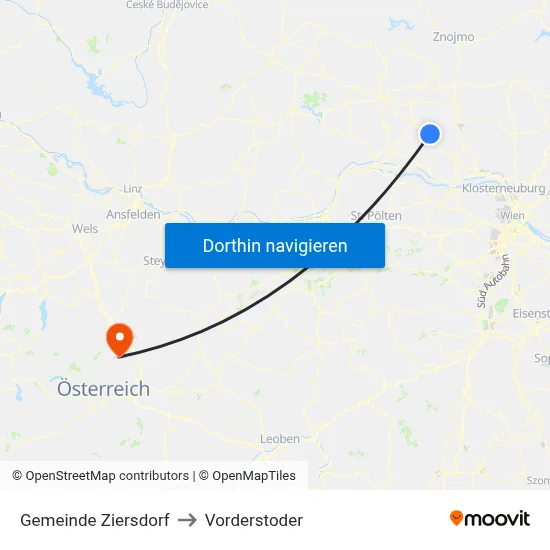 Gemeinde Ziersdorf to Vorderstoder map