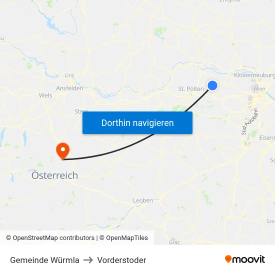 Gemeinde Würmla to Vorderstoder map