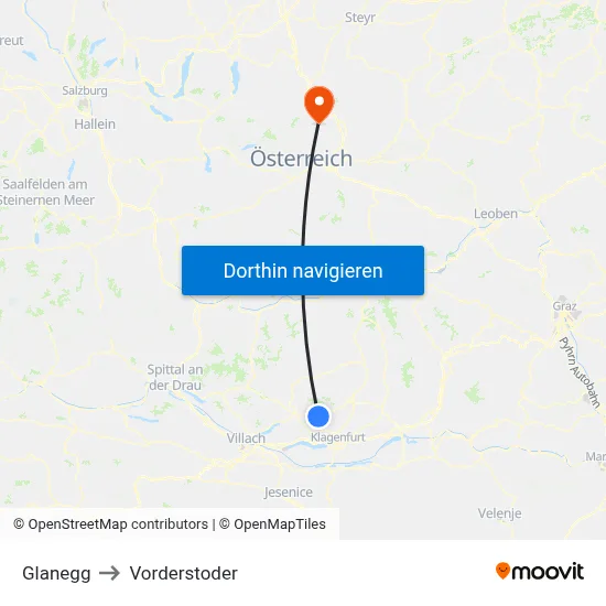 Glanegg to Vorderstoder map