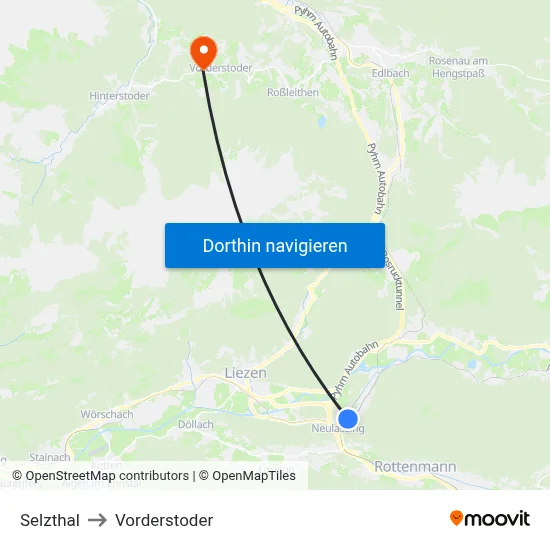 Selzthal to Vorderstoder map